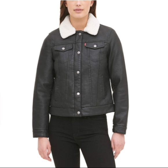Levi's Women's Sherpa Faux Leather Trucker Jacket🎀 - Picture 1 of 9